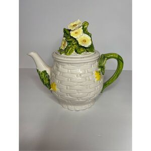 Geo. Z. Lefton 3355 “Rustic Daisy” Weaved Pattern Ceramic Tea Pot 32 oz